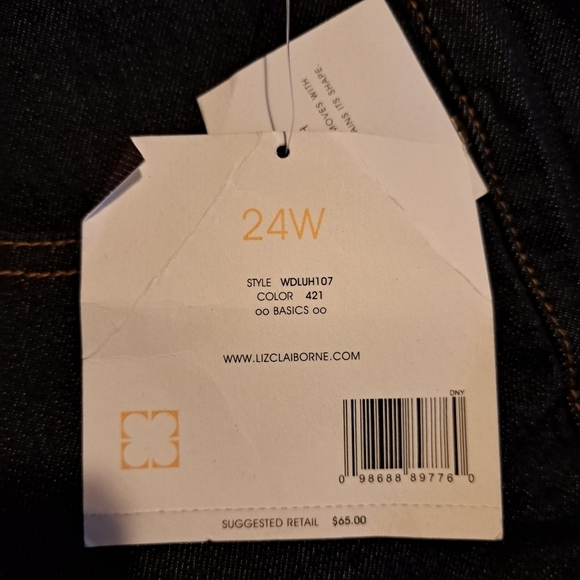 Liz Claiborne Denim Jackie women's size 24W dark wash jeans. New - Picture 8 of 9